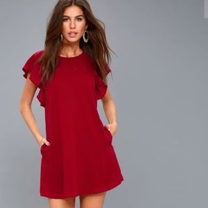 {Lulus} "Lookin' Cute" flutter sleeve chiffon shift dress